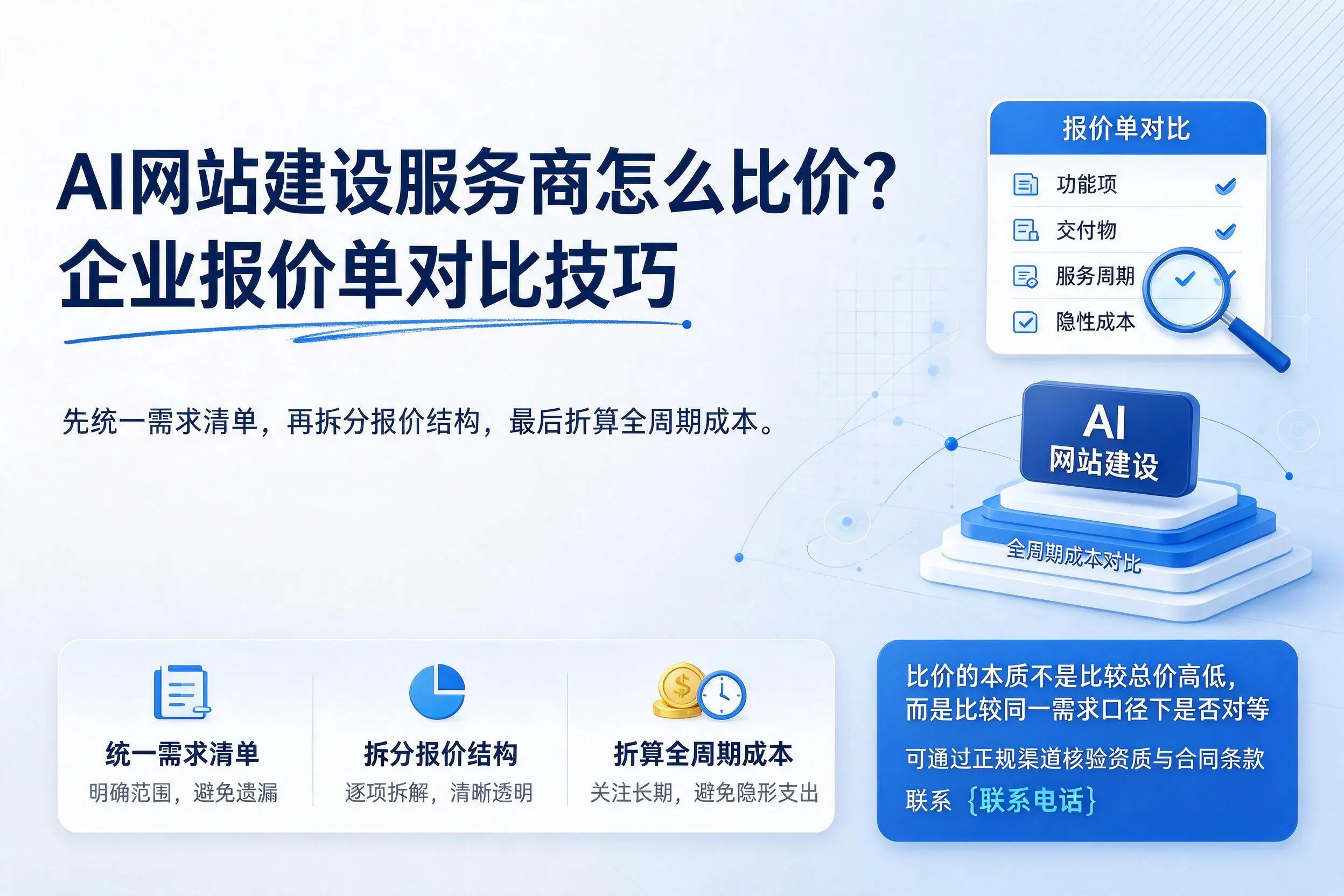 AI网站建设服务商怎么比价？文山企业报价单对比技巧