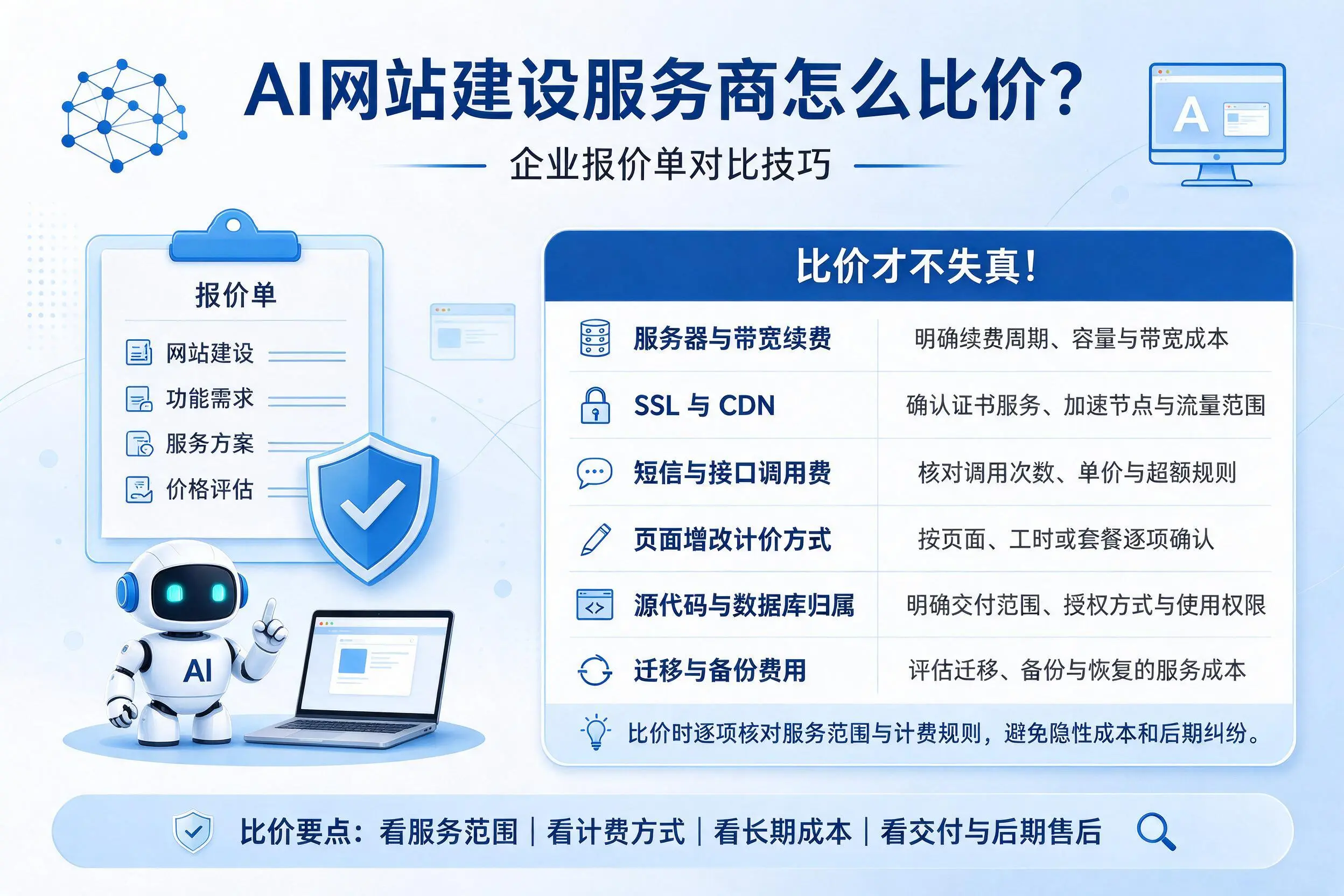 AI网站建设服务商怎么比价？文山企业报价单对比技巧