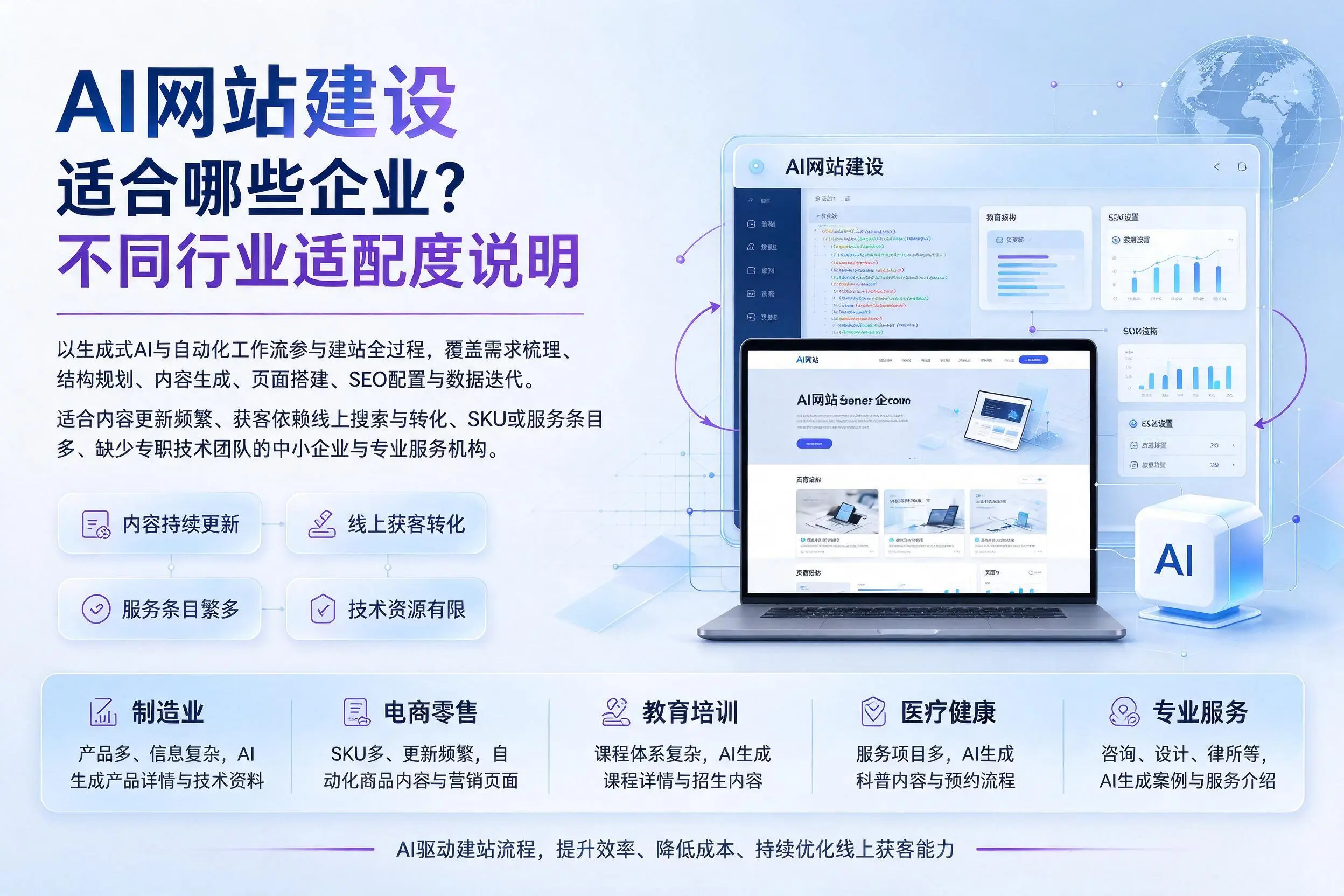 AI网站建设适合哪些企业？文山不同行业适配度说明